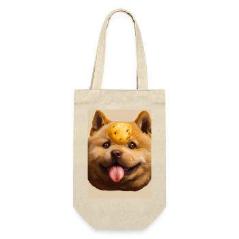 Kartoffel-Hund-Gesicht - Geschenkbeutel für Flaschen - Natur - Vorne