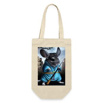 Chinchilla im Ninja-Kostüm - Geschenkbeutel für Flaschen - Natur - Vorne