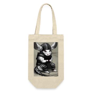 Chinchilla im Ninja-Kostüm - Geschenkbeutel für Flaschen - Natur - Vorne