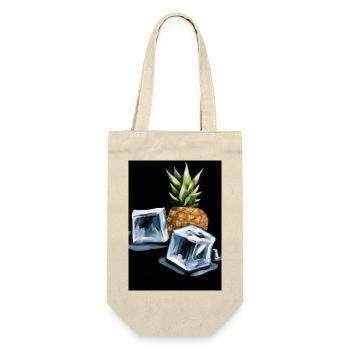 Ananas und Eiswürfel - Geschenkbeutel für Flaschen - Natur - Vorne
