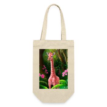 Rosa Giraffe - Geschenkbeutel für Flaschen - Natur - Vorne