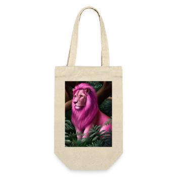 Rosa Löwe - Geschenkbeutel für Flaschen - Natur - Vorne
