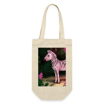 Rosa Zebra - Geschenkbeutel für Flaschen - Natur - Vorne