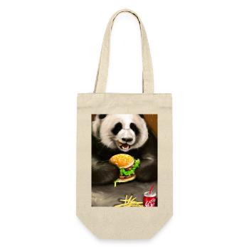 Panda isst Fast Food - Geschenkbeutel für Flaschen - Natur - Vorne