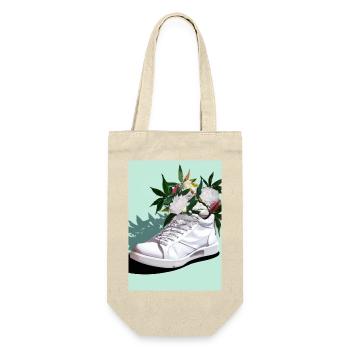 Sneaker mit Blumen - Geschenkbeutel für Flaschen - Natur - Vorne