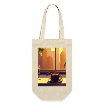 Fenster Kaffee Sonne - Geschenkbeutel für Flaschen - Natur - Vorne
