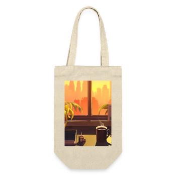 Fenster Kaffee Sonne - Geschenkbeutel für Flaschen - Natur - Vorne