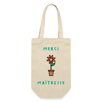 MAÎTRESSE. MERCI. MERCI MAÎTRESSE. FLEUR - Sac à bouteille - nature - Devant