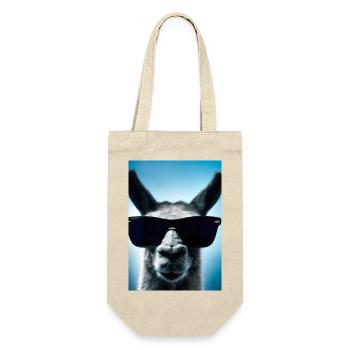 Lama mit Sonnenbrille - Geschenkbeutel für Flaschen - Natur - Vorne