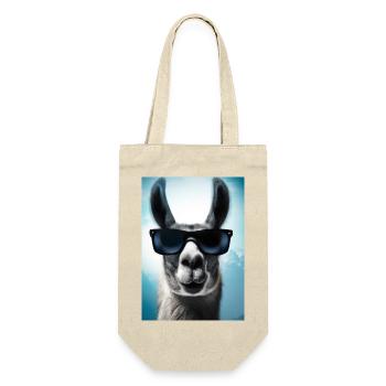 Lama mit Sonnenbrille - Geschenkbeutel für Flaschen - Natur - Vorne