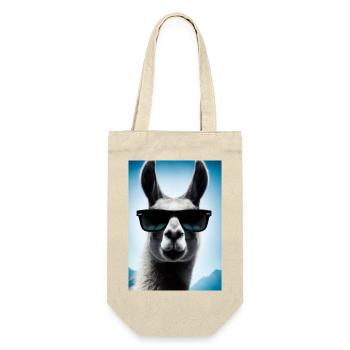 Lama mit Sonnenbrille - Geschenkbeutel für Flaschen - Natur - Vorne