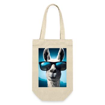 Lama mit Sonnenbrille - Geschenkbeutel für Flaschen - Natur - Vorne
