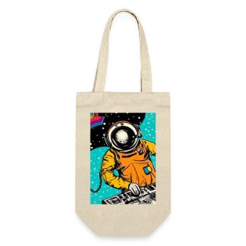 Astronaut DJ im Weltraum - Geschenkbeutel für Flaschen - Natur - Vorne