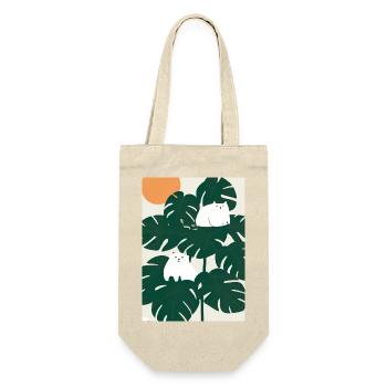 Katzen auf Leafs - Geschenkbeutel für Flaschen - Natur - Vorne