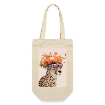 Blumenmode Löwe - Geschenkbeutel für Flaschen - Natur - Vorne