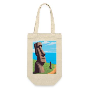 Monumentale Moai-Statuen - Geschenkbeutel für Flaschen - Natur - Vorne