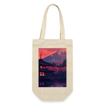 Roter japanischer Berg - Geschenkbeutel für Flaschen - Natur - Vorne