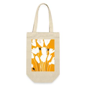 Weiße Blumen - Geschenkbeutel für Flaschen - Natur - Vorne