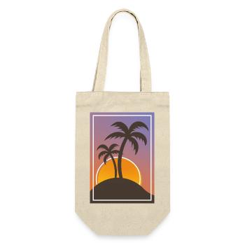 Palmen im Sonnenuntergang am Meer Urlaub Reise - Geschenkbeutel für Flaschen - Natur - Vorne