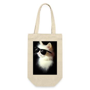 Katze mit Sonnenbrille - Geschenkbeutel für Flaschen - Natur - Vorne