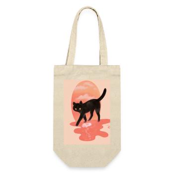 Niedliche schwarze Katze - Geschenkbeutel für Flaschen - Natur - Vorne
