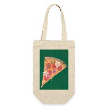 Blümchen-Pizza - Geschenkbeutel für Flaschen - Natur - Vorne