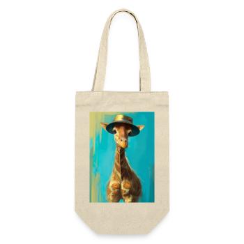 Giraffe mit Hut - Geschenkbeutel für Flaschen - Natur - Vorne