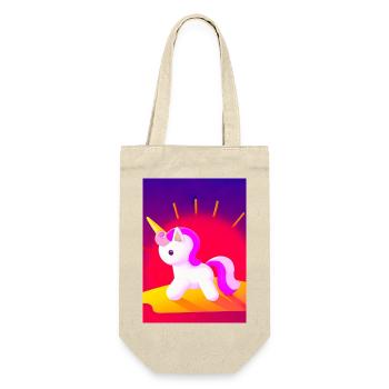 Minimales Einhorn - Geschenkbeutel für Flaschen - Natur - Vorne