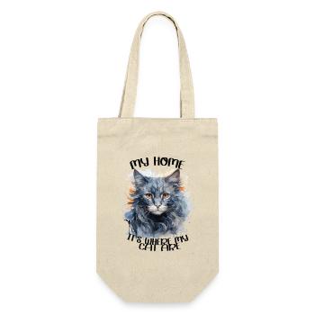 my home it's whare my cat are, ma maison chat - Sac à bouteille - nature - Devant