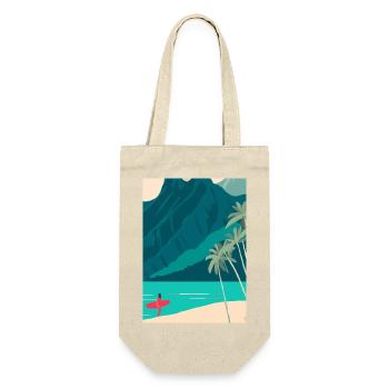 Surfen Strand - Geschenkbeutel für Flaschen - Natur - Vorne