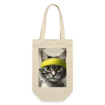 Tennis-Katze - Geschenkbeutel für Flaschen - Natur - Vorne