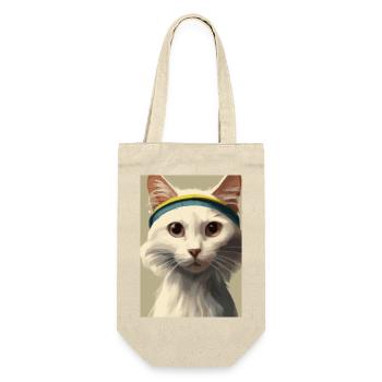 Tennis-Katze - Geschenkbeutel für Flaschen - Natur - Vorne