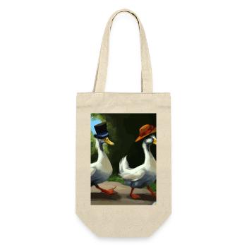 Zwei Enten - Geschenkbeutel für Flaschen - Natur - Vorne