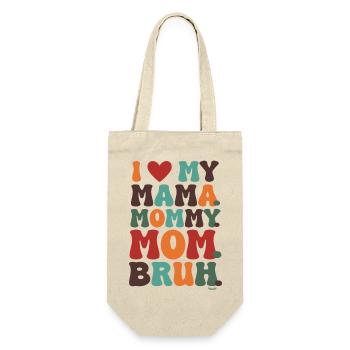 Vintage-Retro-Design „I Love My Mom“ – trendig - Geschenkbeutel für Flaschen - Natur - Vorne