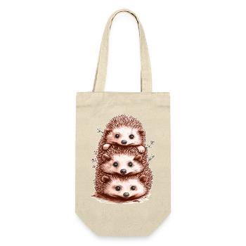 Lustige Igel - Geschenkbeutel für Flaschen - Natur - Vorne