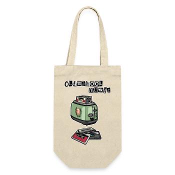 Kassetten // Toaster // Oldschool Music - Geschenkbeutel für Flaschen - Natur - Vorne