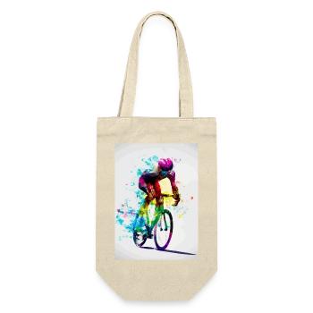 Rennrad Radfahrer Regenbogen - Geschenkbeutel für Flaschen - Natur - Vorne