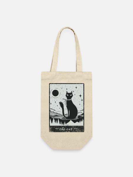 Tarotkarte Die Katze lustiges Katzenmotiv - Geschenkbeutel für Flaschen - Natur
