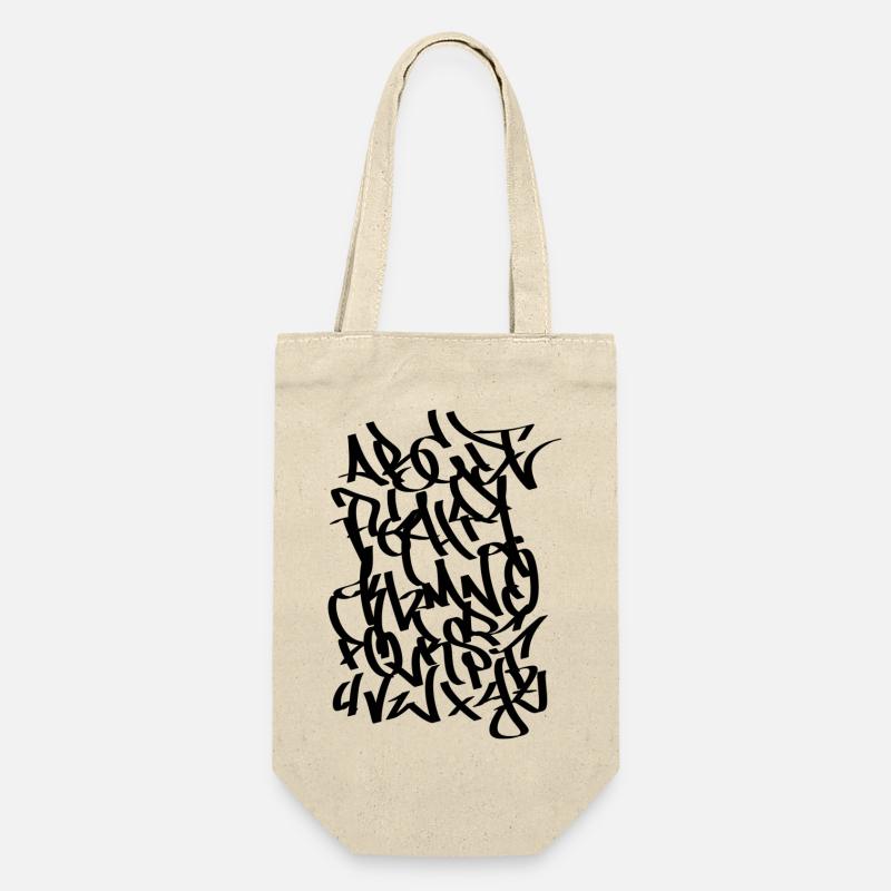 Alphabet Graffiti Tag Handstyle black - Geschenkbeutel für Flaschen - Natur