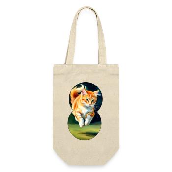 Running cat 3 - Geschenkbeutel für Flaschen - Natur - Vorne