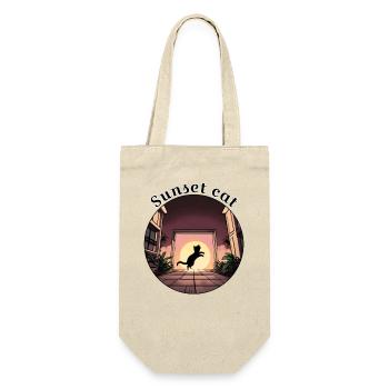 Sunset cat 1 - Geschenkbeutel für Flaschen - Natur - Vorne
