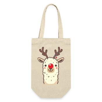 Lama Alpaka Weihnachten - Geschenkbeutel für Flaschen - Natur - Vorne
