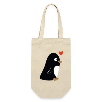 Pinguinpaar2 - Geschenkbeutel für Flaschen - Natur - Vorne