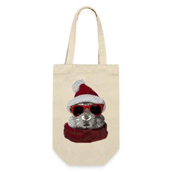Bunny Glasses Christmas Motif Rabbit - Gift Bag for Bottles - nature - Front