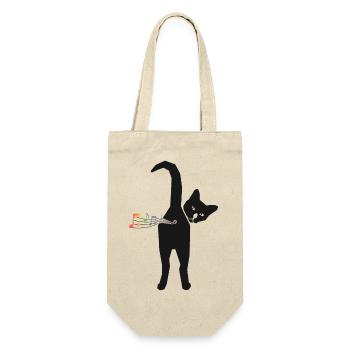 Katze - Geschenkbeutel für Flaschen - Natur - Vorne