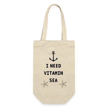 I NEED VITAMIN SEA , Meer , Urlaub - Geschenkbeutel für Flaschen - Natur - Vorne