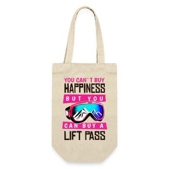 Happiness Ski Skiing Snowboard Lift Pass Mountains - Geschenkbeutel für Flaschen - Natur - Vorne