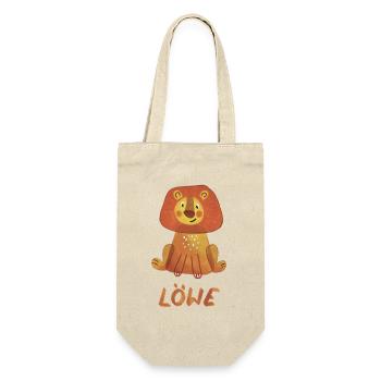 Löwe – Süßes Tiermotiv 🦁 - Geschenkbeutel für Flaschen - Natur - Vorne