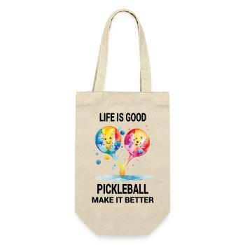 Das Leben ist gut. Pickleball mach's besser - Geschenkbeutel für Flaschen - Natur - Vorne