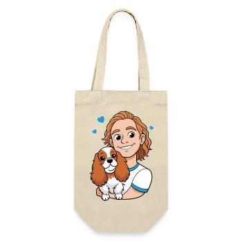 Cavalier King Charles Spaniel Kuscheln mit Mensch - Geschenkbeutel für Flaschen - Natur - Vorne